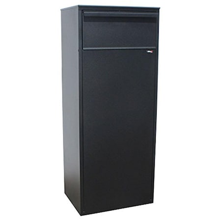 Qualarc Allux 800 Galvanized Steel Locking Mail Parcel Box with Rear Locking Retrieval Door, Black ALX-800-REAR-BK